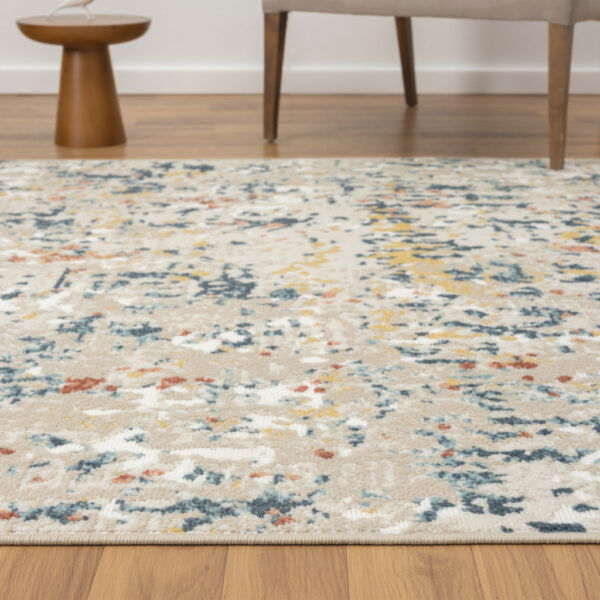 4' x 6' Ivory Blue and Gray Abstract Power Loom Area Rug