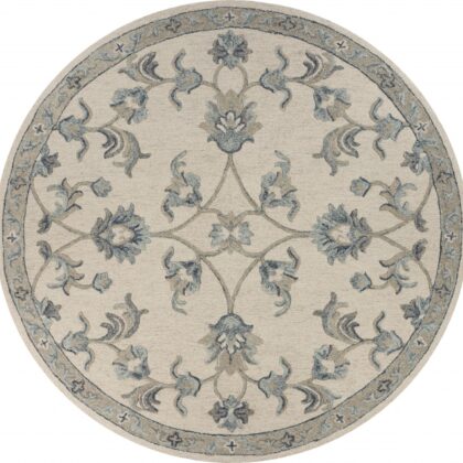 5' Light Blue Round Wool Hand Tufted Area Rug