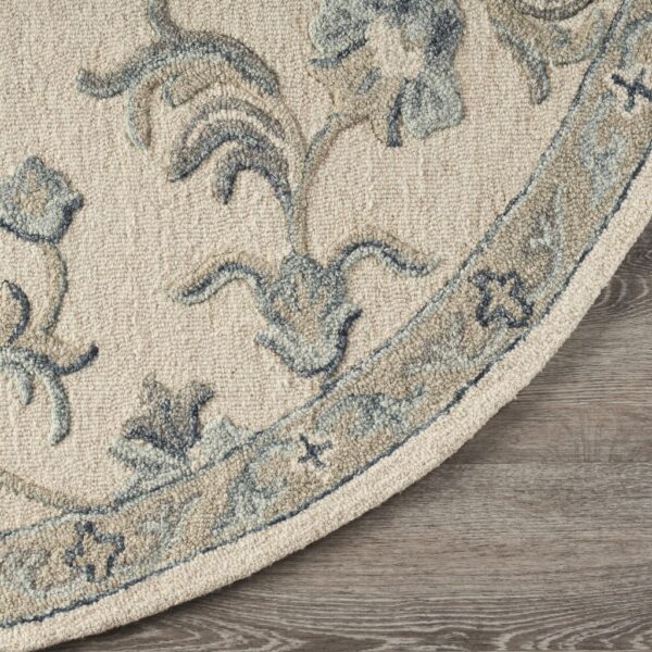 5' Light Blue Round Wool Hand Tufted Area Rug