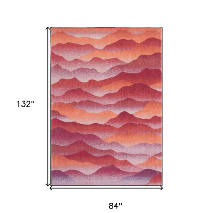 8' x 11' Red Orange Abstract Non Skid Area Rug