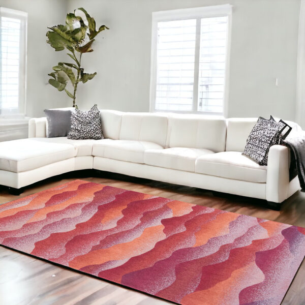 8' x 11' Red Orange Abstract Non Skid Area Rug