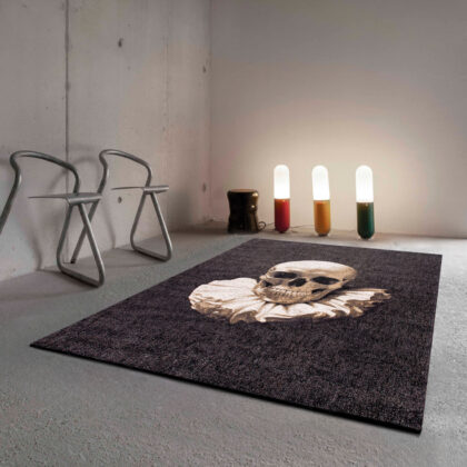 6' X 8' Black and White Abstract Non Skid Area Rug