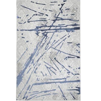 5' x 8' Ivory and Blue Abstract Area Rug