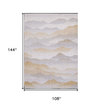 9' X 13' Gray and Brown Abstract Non Skid Area Rug