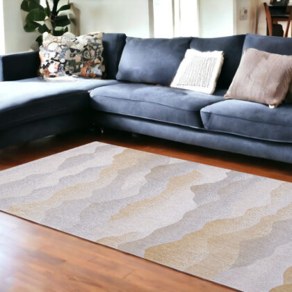 9' X 13' Gray and Brown Abstract Non Skid Area Rug
