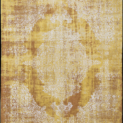 8' x 11' Yellow and Brown Oriental Non Skid Area Rug