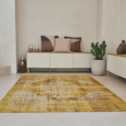 8' x 11' Yellow and Brown Oriental Non Skid Area Rug