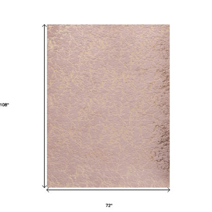 6' x 9' Pink and Gold Faux Fur Abstract Shag Non Skid Area Rug