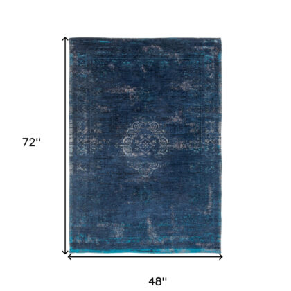 5' x 7' Blue and Gray Medallion Non Skid Area Rug
