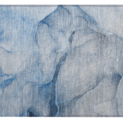 2' X 3' Blue Abstract Washable Non Skid Indoor Outdoor Area Rug