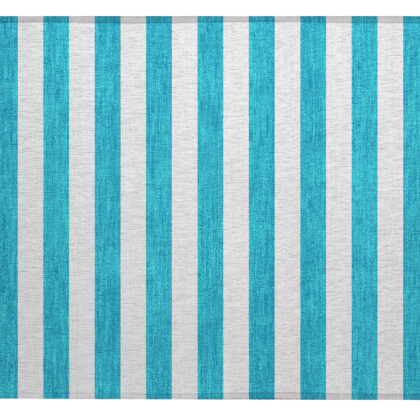 2' X 3' Teal Striped Washable Non Skid Indoor Outdoor Area Rug