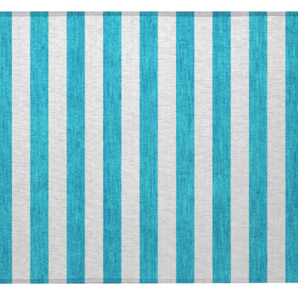 2' X 3' Teal Striped Washable Non Skid Indoor Outdoor Area Rug
