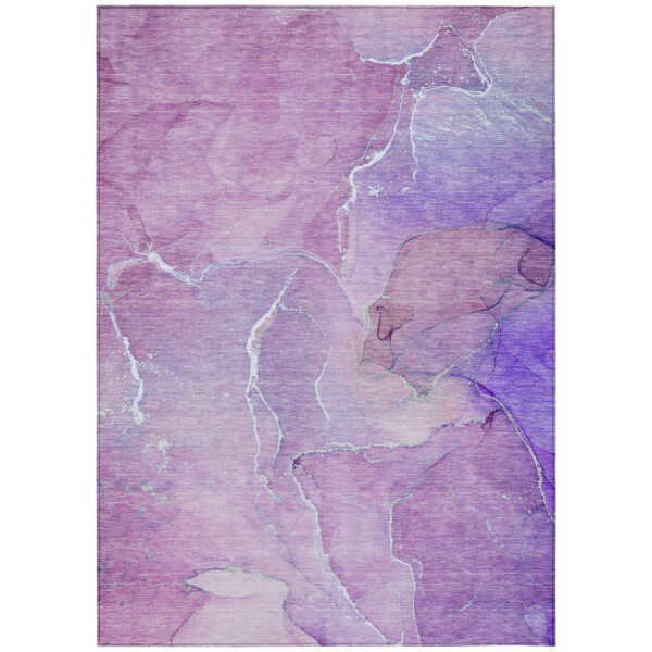 9' X 12' Purple Abstract Washable Non Skid Indoor Outdoor Area Rug