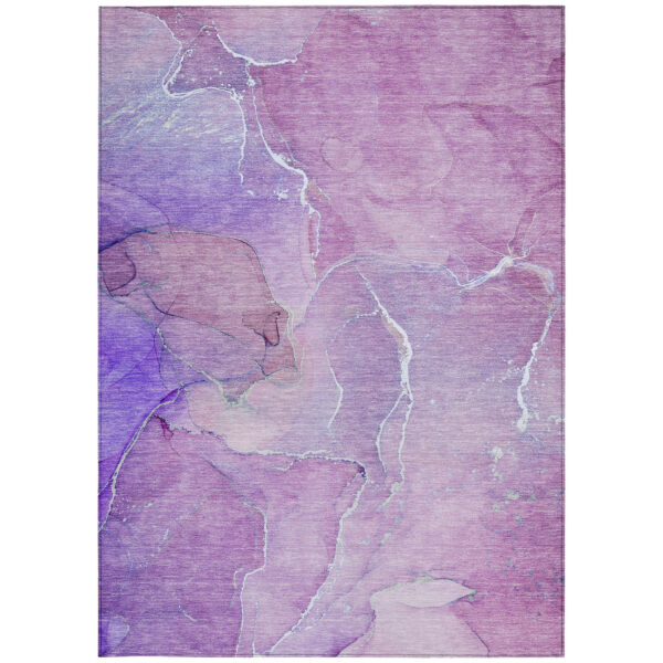 9' X 12' Purple Abstract Washable Non Skid Indoor Outdoor Area Rug