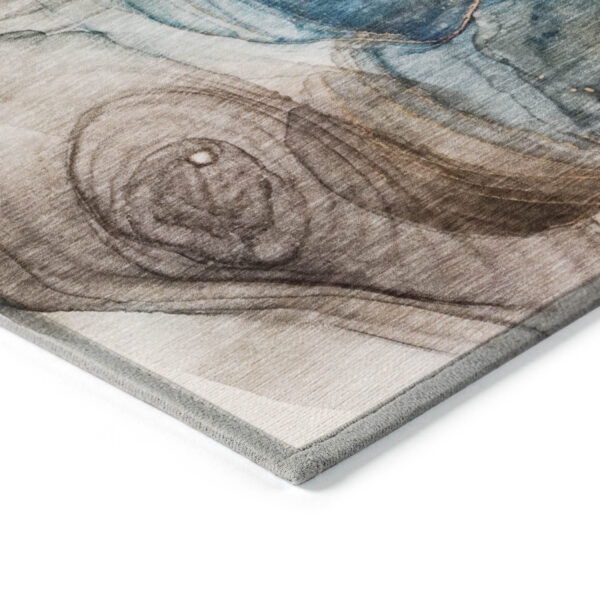 2' X 3' Beige Abstract Washable Non Skid Indoor Outdoor Area Rug