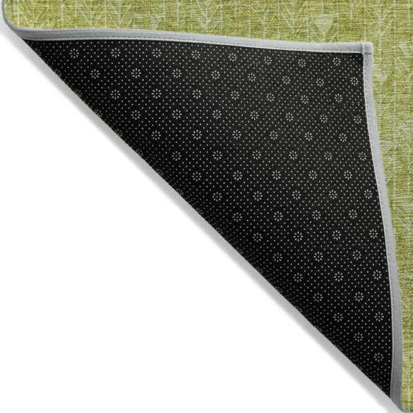 2' X 3' Moss Green Geometric Washable Non Skid Indoor Outdoor Area Rug