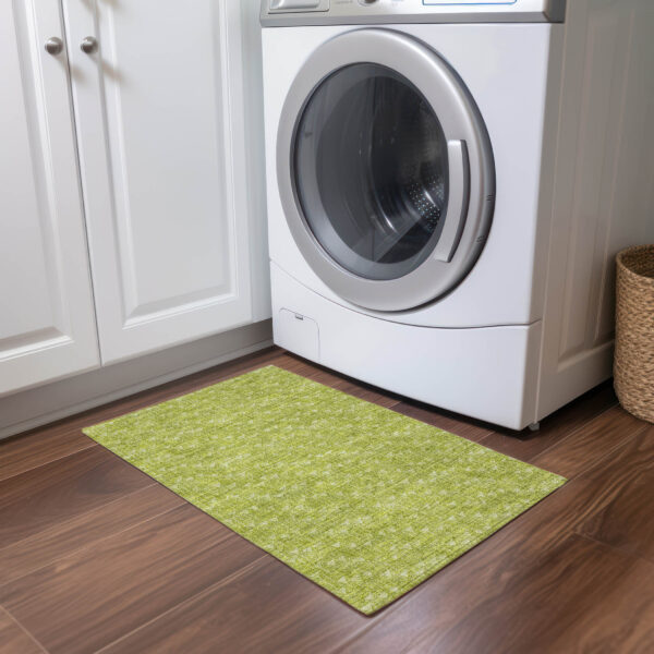 2' X 3' Moss Green Geometric Washable Non Skid Indoor Outdoor Area Rug