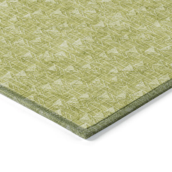 2' X 3' Moss Green Geometric Washable Non Skid Indoor Outdoor Area Rug