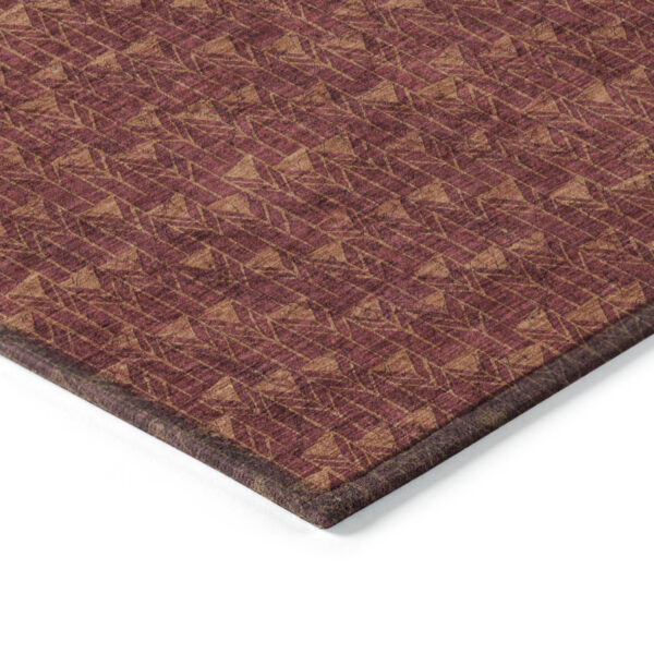 2' X 3' Burgundy Geometric Washable Non Skid Indoor Outdoor Area Rug
