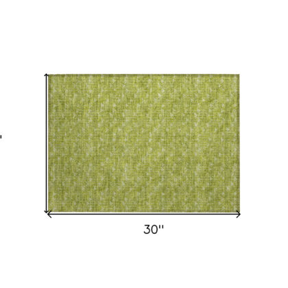 2' X 3' Moss Green Geometric Washable Non Skid Indoor Outdoor Area Rug