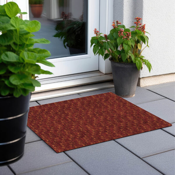 2' X 3' Burgundy Geometric Washable Non Skid Indoor Outdoor Area Rug
