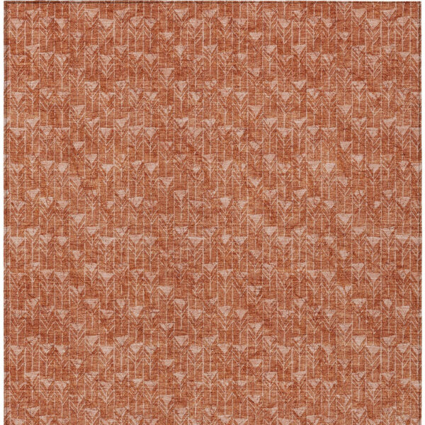 3' X 5' Terra Cotta Geometric Washable Non Skid Indoor Outdoor Area Rug
