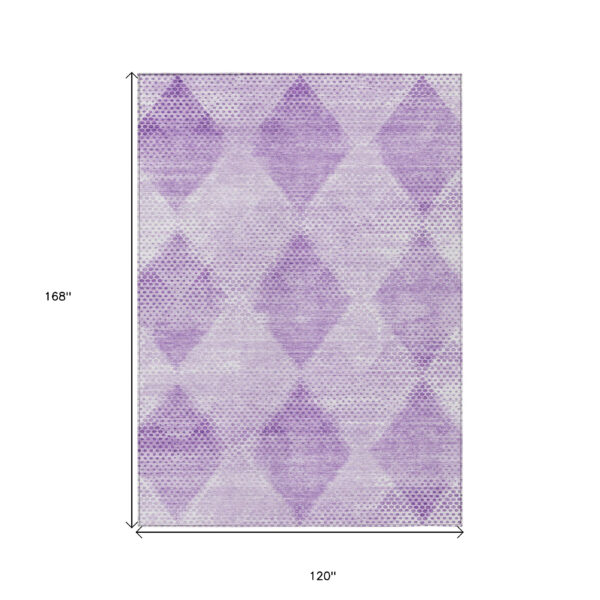 10' X 14' Lavender Geometric Washable Non Skid Indoor Outdoor Area Rug