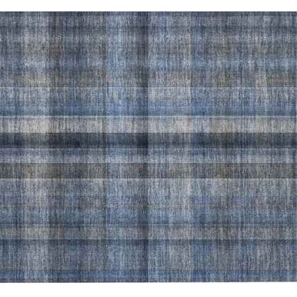 2' X 3' Blue Plaid Washable Non Skid Indoor Outdoor Area Rug