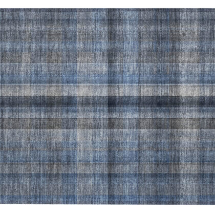 2' X 3' Blue Plaid Washable Non Skid Indoor Outdoor Area Rug