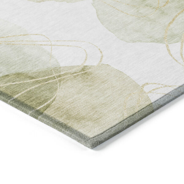 3' X 5' Green and Ivory Abstract Washable Non Skid Indoor Outdoor Area Rug