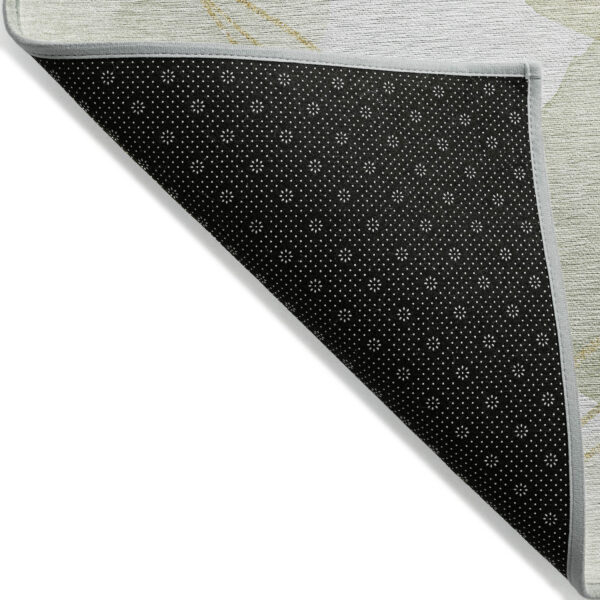 3' X 5' Green and Ivory Abstract Washable Non Skid Indoor Outdoor Area Rug