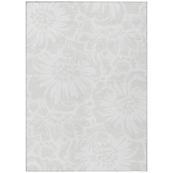 10' X 14' Ivory Floral Washable Non Skid Indoor Outdoor Area Rug