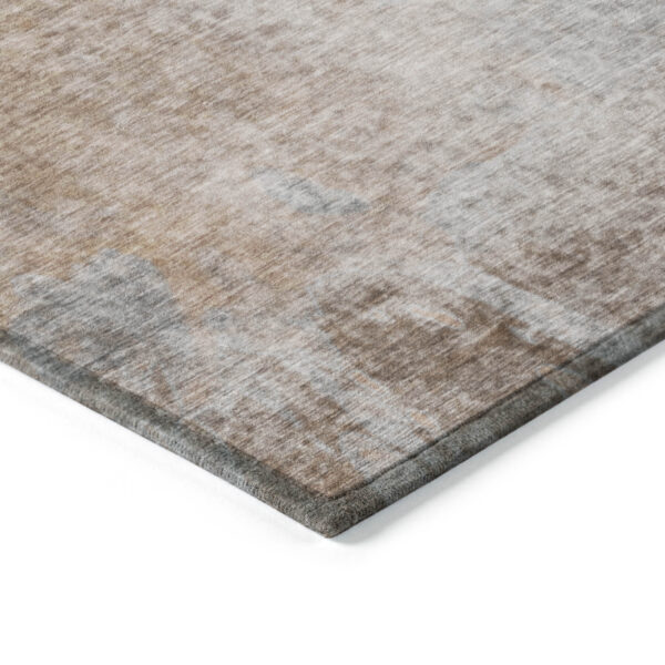 3' X 5' Brown and Off White Abstract Washable Non Skid Indoor Outdoor Area Rug