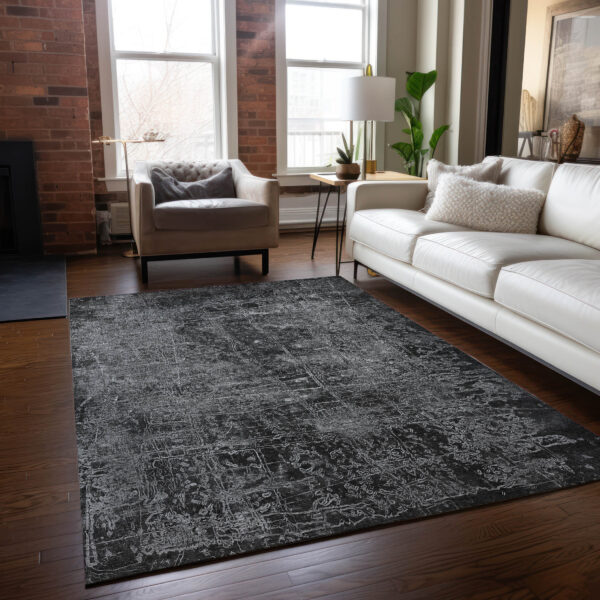 8' X 10' Gray Abstract Washable Non Skid Indoor Outdoor Area Rug