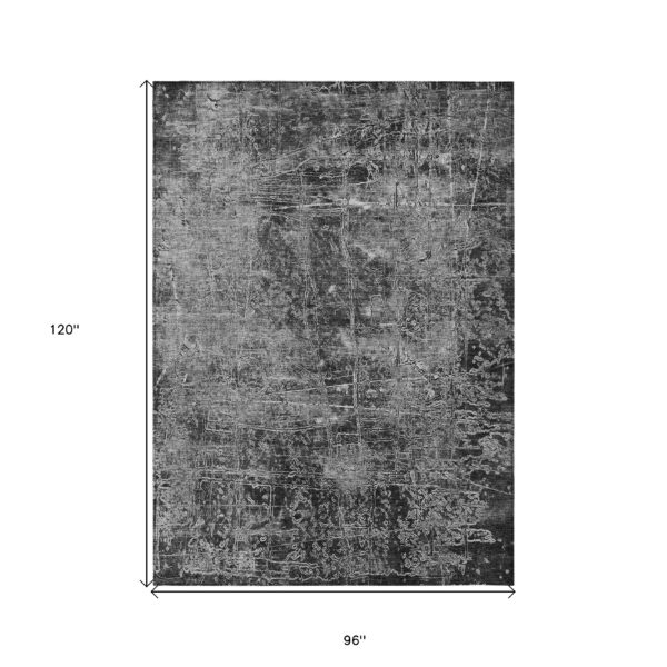 8' X 10' Gray Abstract Washable Non Skid Indoor Outdoor Area Rug