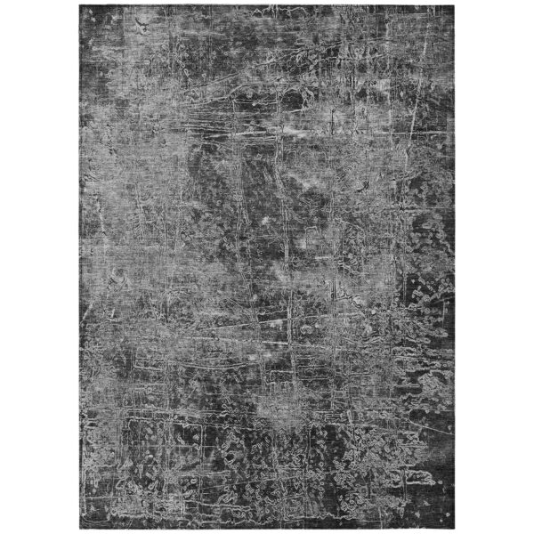 8' X 10' Gray Abstract Washable Non Skid Indoor Outdoor Area Rug