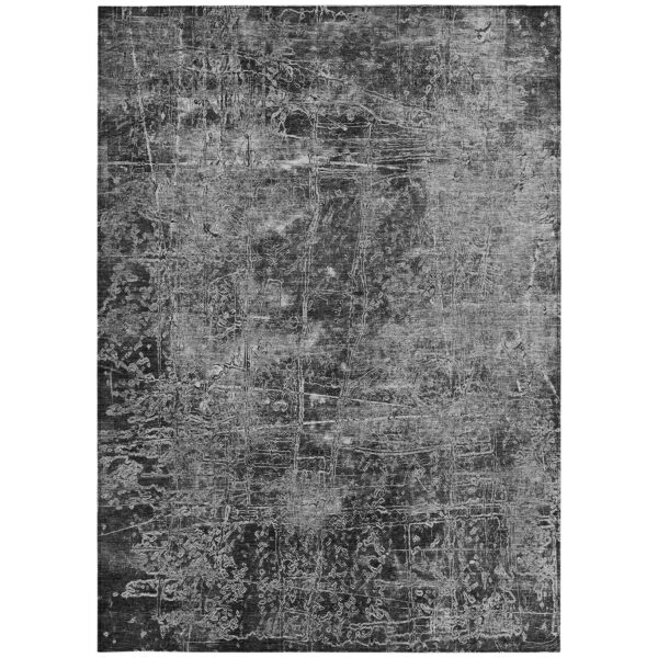 8' X 10' Gray Abstract Washable Non Skid Indoor Outdoor Area Rug