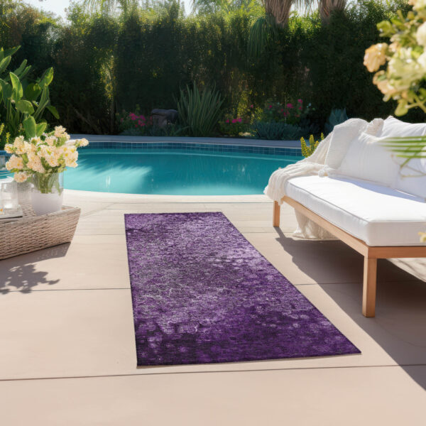 8' Runner Purple Washable Non Skid Indoor Outdoor Runner Rug