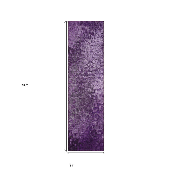 8' Runner Purple Washable Non Skid Indoor Outdoor Runner Rug