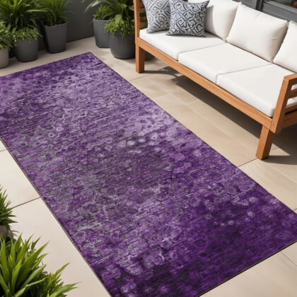 8' Runner Purple Washable Non Skid Indoor Outdoor Runner Rug