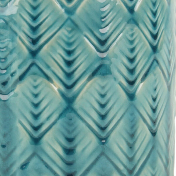 6" Turquoise Geometric Ceramic Indoor Outdoor Round Pot Planter