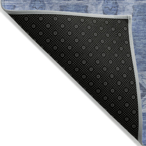 10' X 14' Denim Blue and Gray Floral Medallion Washable Non Skid Indoor Outdoor Area Rug