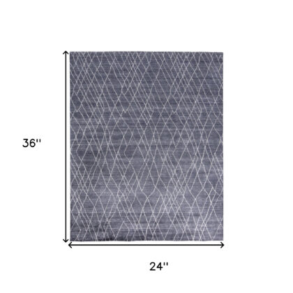 2' X 3' Blue And Ivory Abstract Hand Woven Area Rug