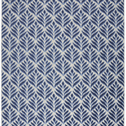 9' X 12' Blue Floral Stain Resistant Non Skid Area Rug