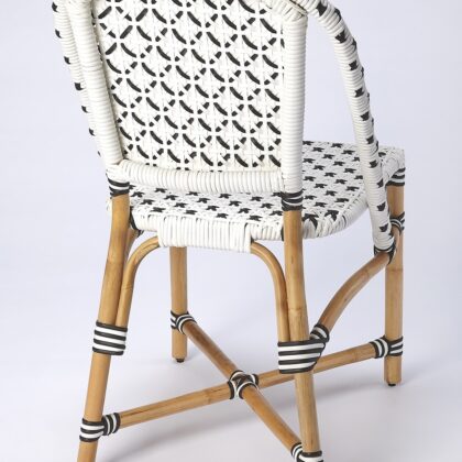 White And Brown Faux Rattan Dining Chair