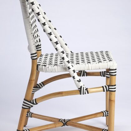 White And Brown Faux Rattan Dining Chair
