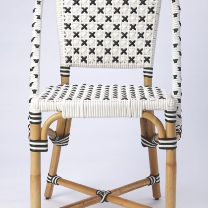 White And Brown Faux Rattan Dining Chair