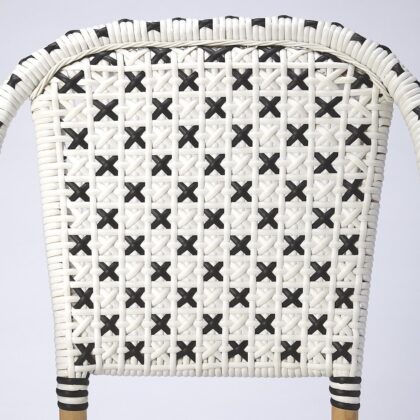 White And Brown Faux Rattan Dining Chair