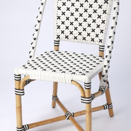 White And Brown Faux Rattan Dining Chair