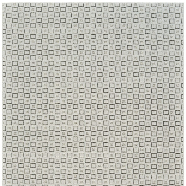 4' X 6' Cream and Beige Geometric Distressed Indoor Outdoor Area Rug